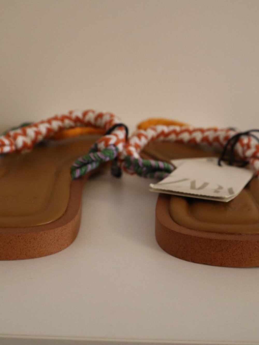 Zara Sandals Womens Size 8 Rope Multicolor Flats Flip Flop Shoes 38 NEW - Picture 8 of 13